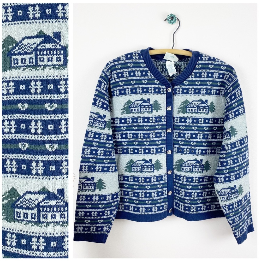 ❌SOLD❌VTG 80’s Northern Reflections Tiny House Cardigan